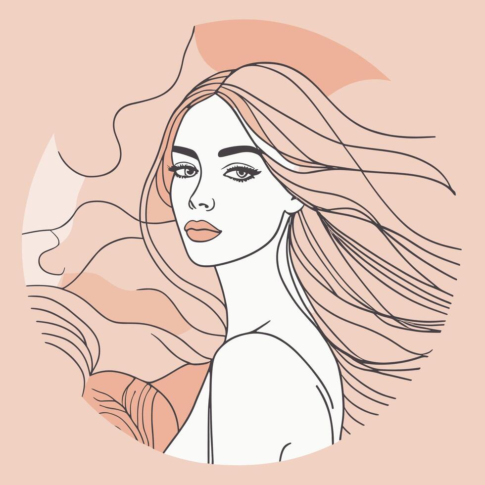 Woman line art portrait illustration design vector