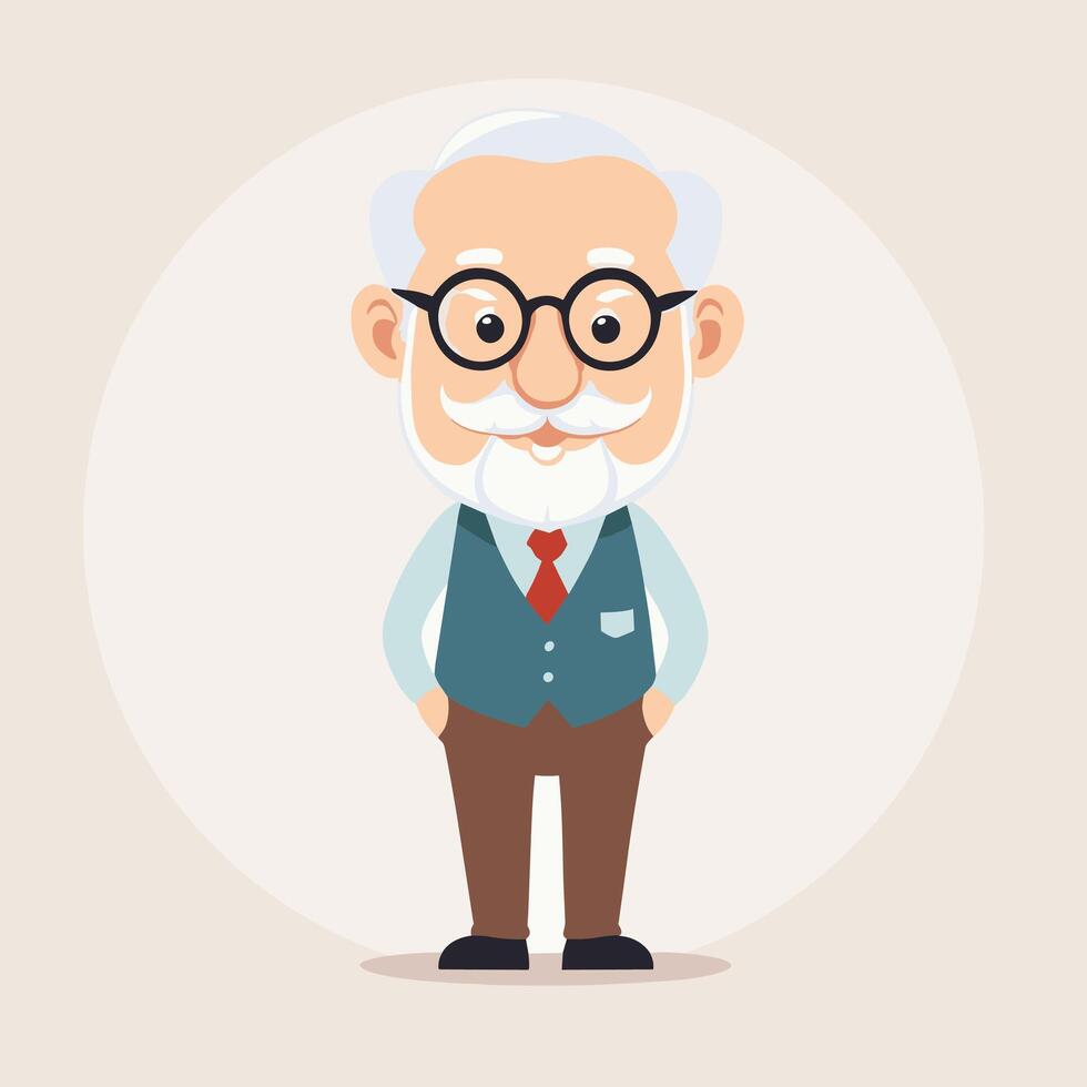 Cute grandpa cartoon illustration vector