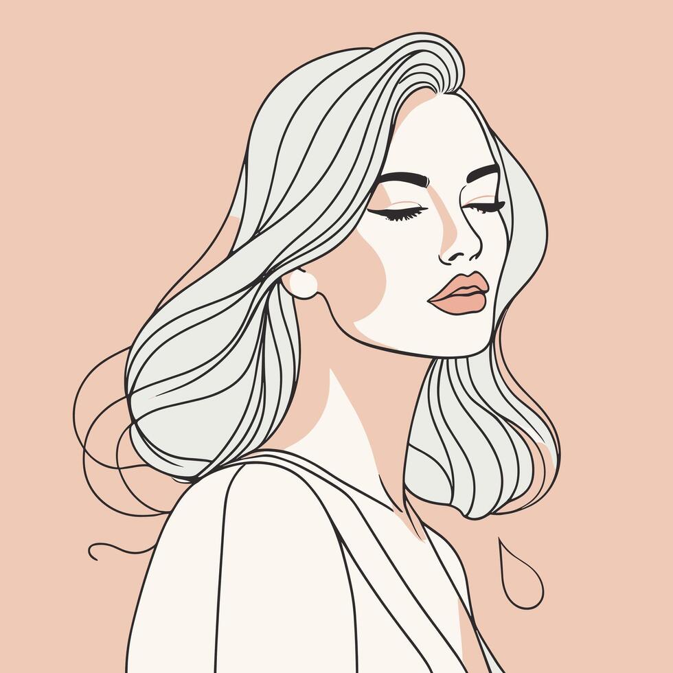 mujer línea Arte retrato ilustración diseño vector