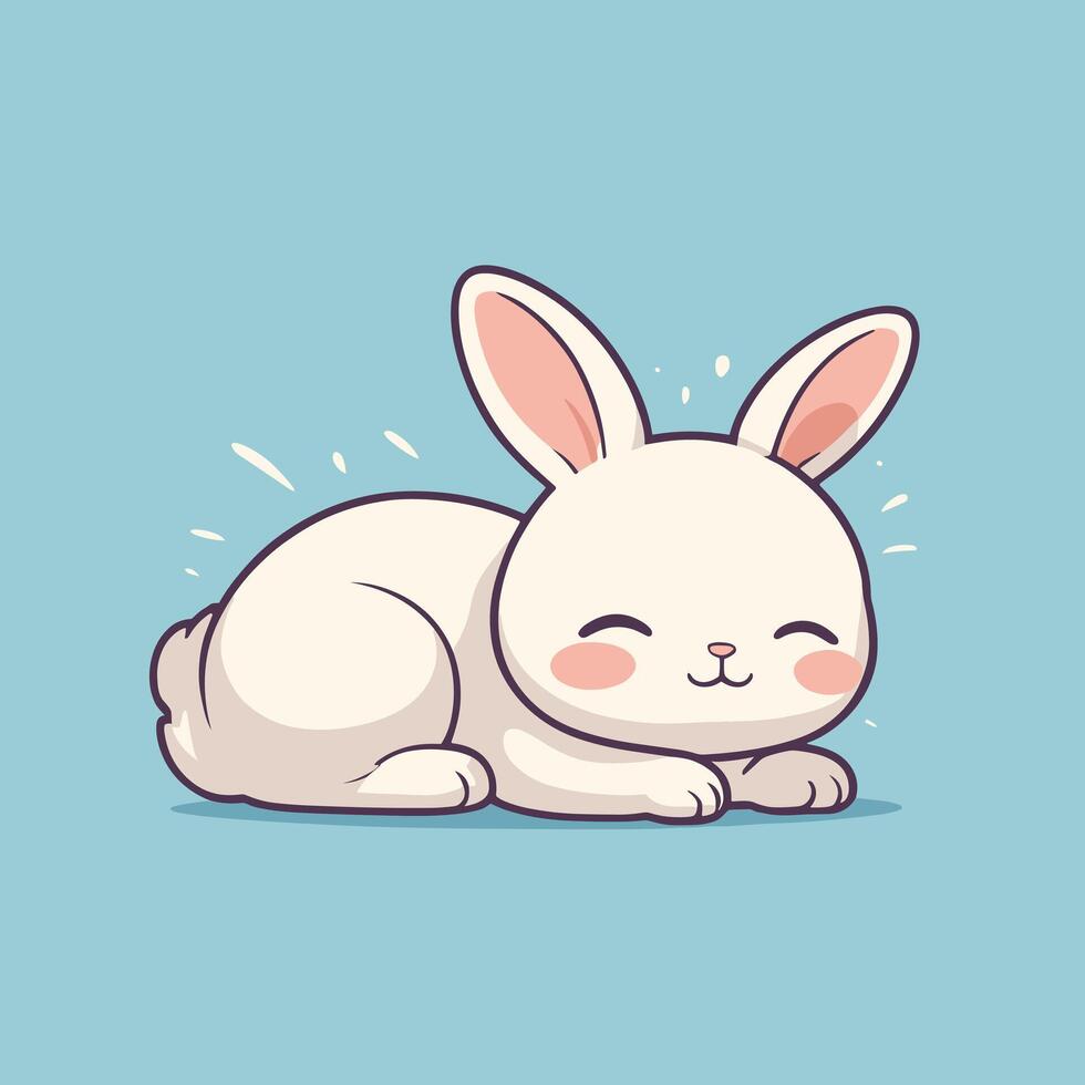 Adorable cartoon bunny lying down resting vector