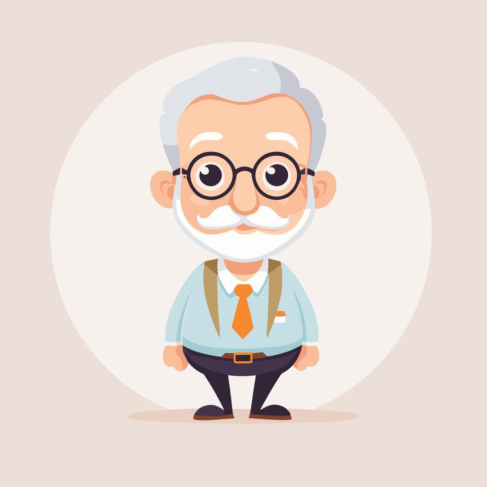 Cute grandpa cartoon illustration vector