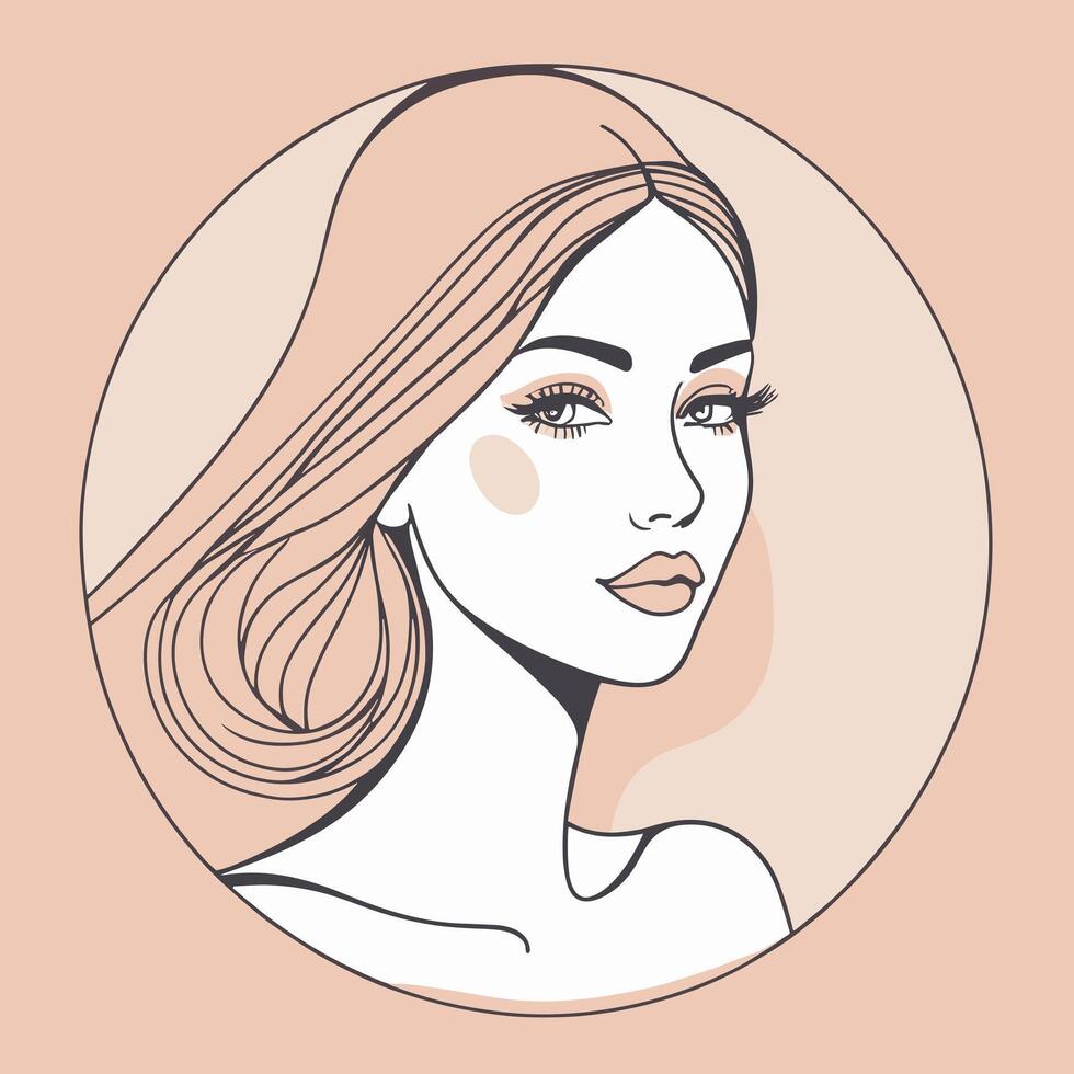 mujer línea Arte retrato ilustración diseño vector