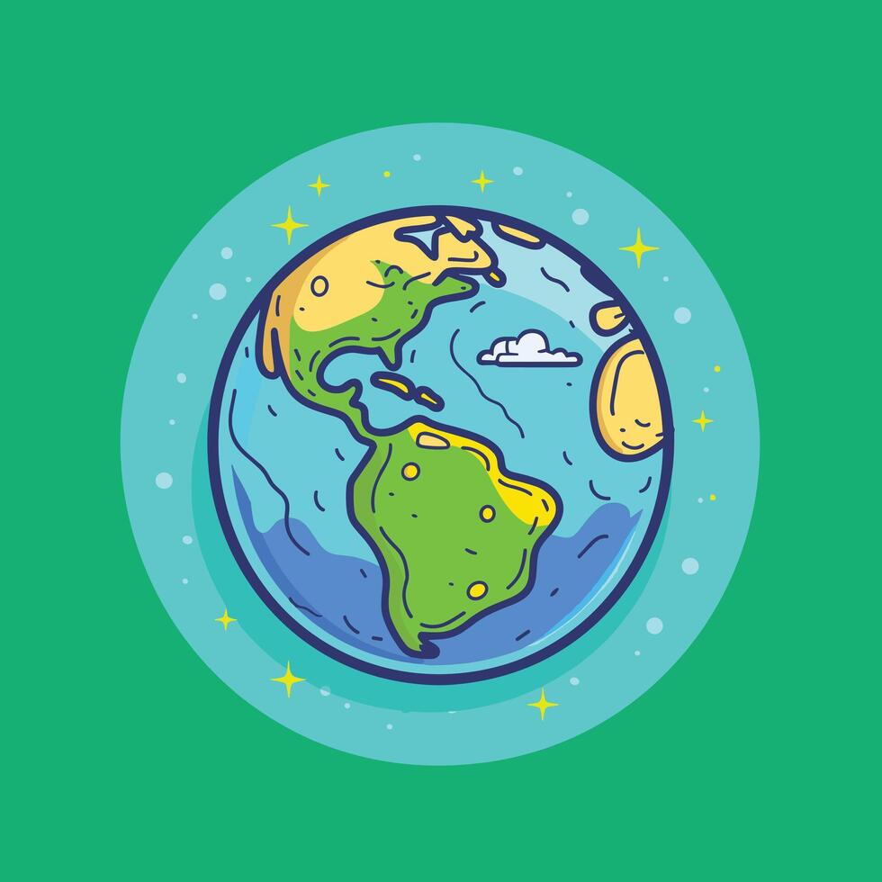 Planet earth illustration flat design vector