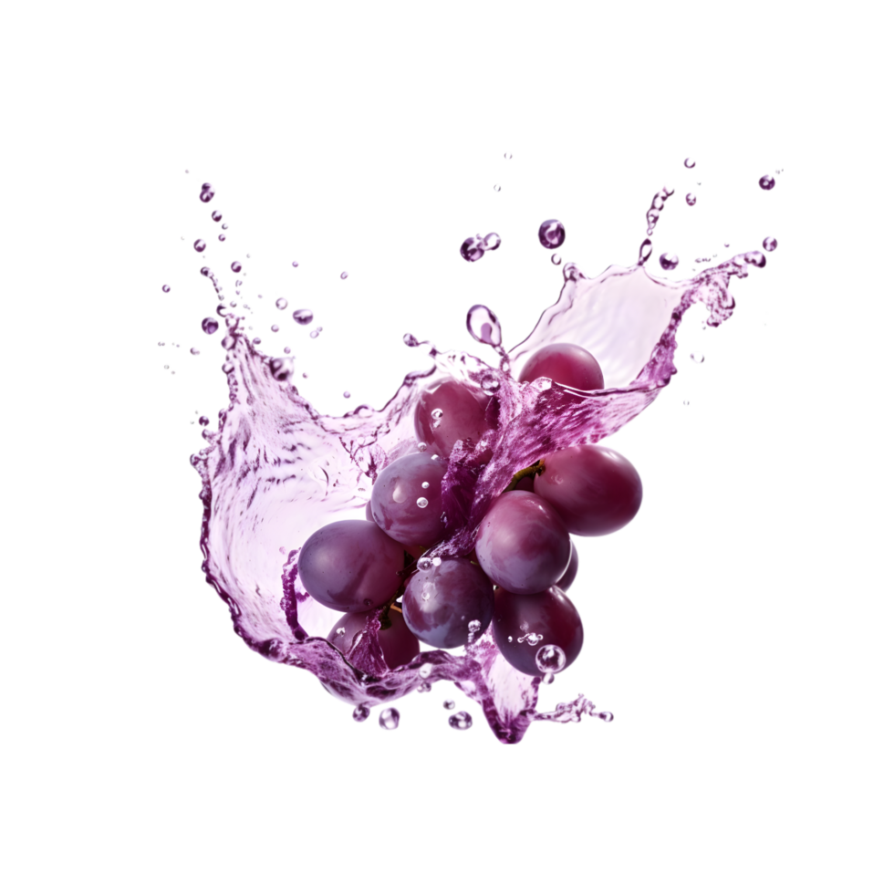 grapes with water splash on transparent background png