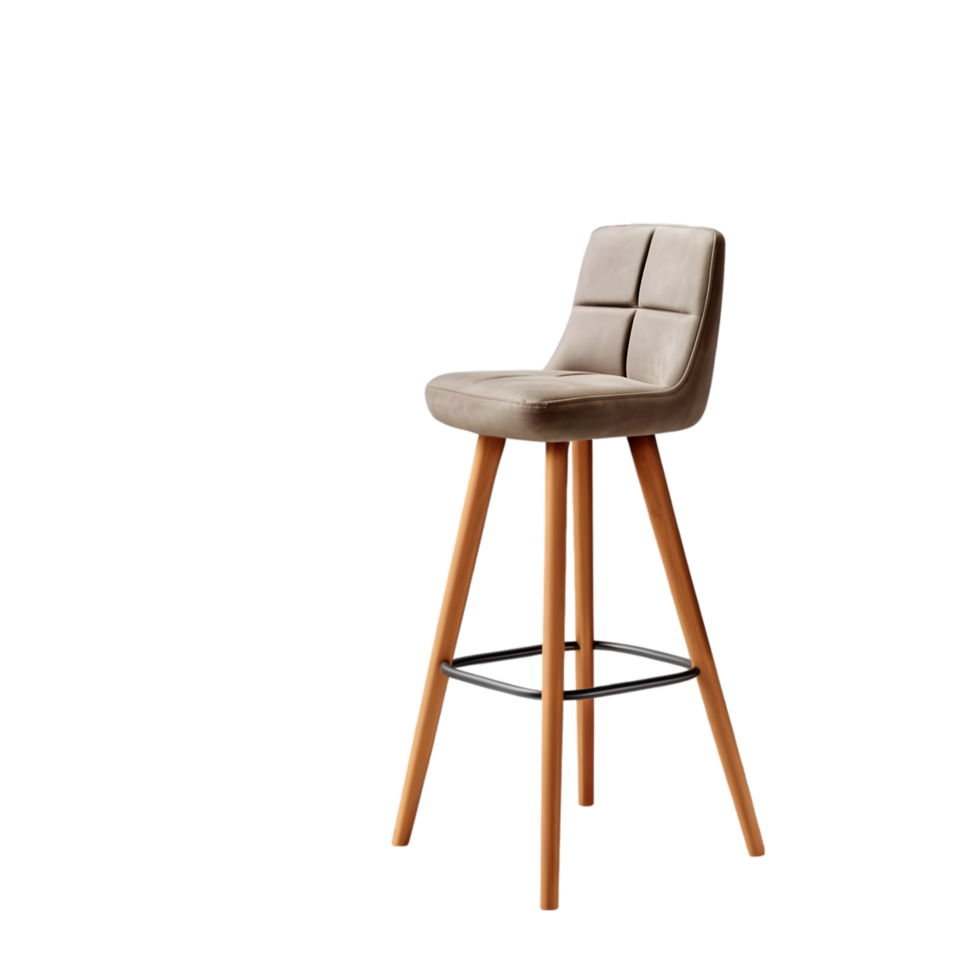 bar stool with wooden legs and seat on a transparent background png