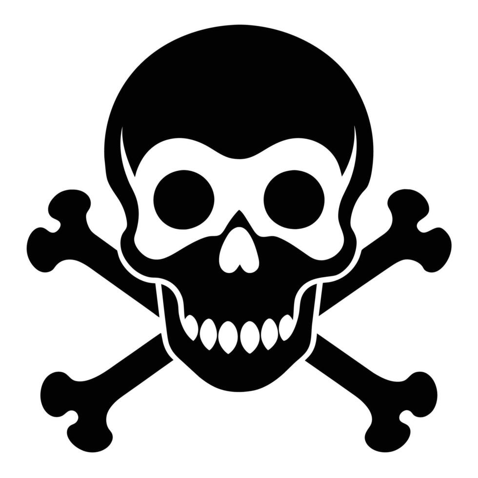 Silhouette of Skull and Bones, perfect for Halloween Decor, Party Invitations, Spooky Themed Events, Tattoo Designs, Gothic Art Prints, and Edgy Apparel vector