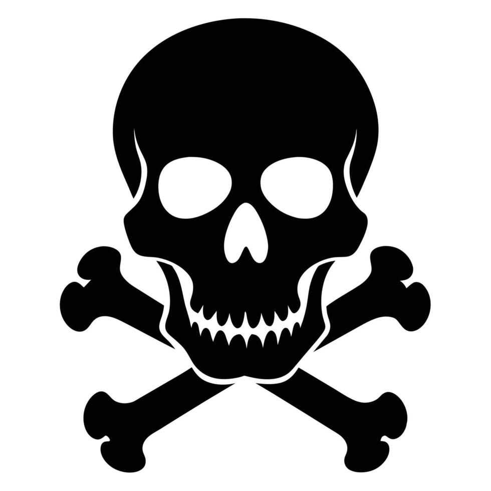 Silhouette of Skull and Bones, perfect for Halloween Decor, Party Invitations, Spooky Themed Events, Tattoo Designs, Gothic Art Prints, and Edgy Apparel vector