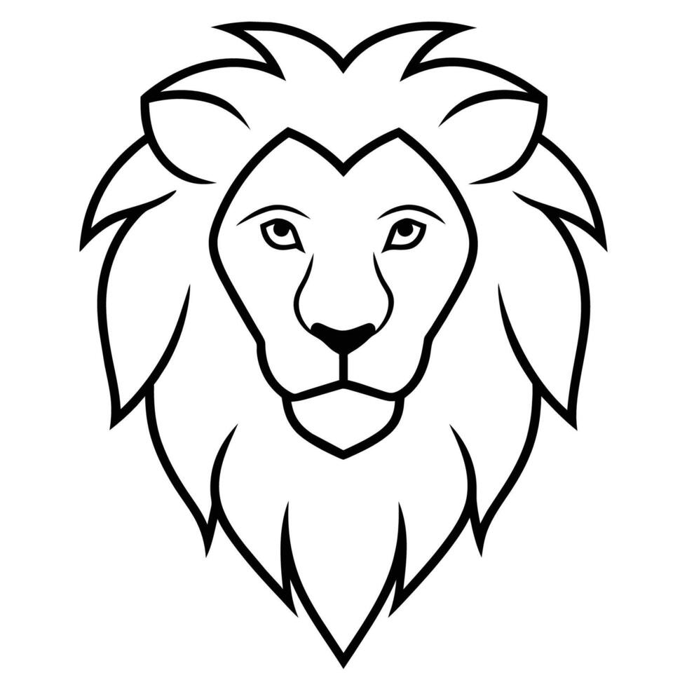 Lion Head Silhouette on White Background vector