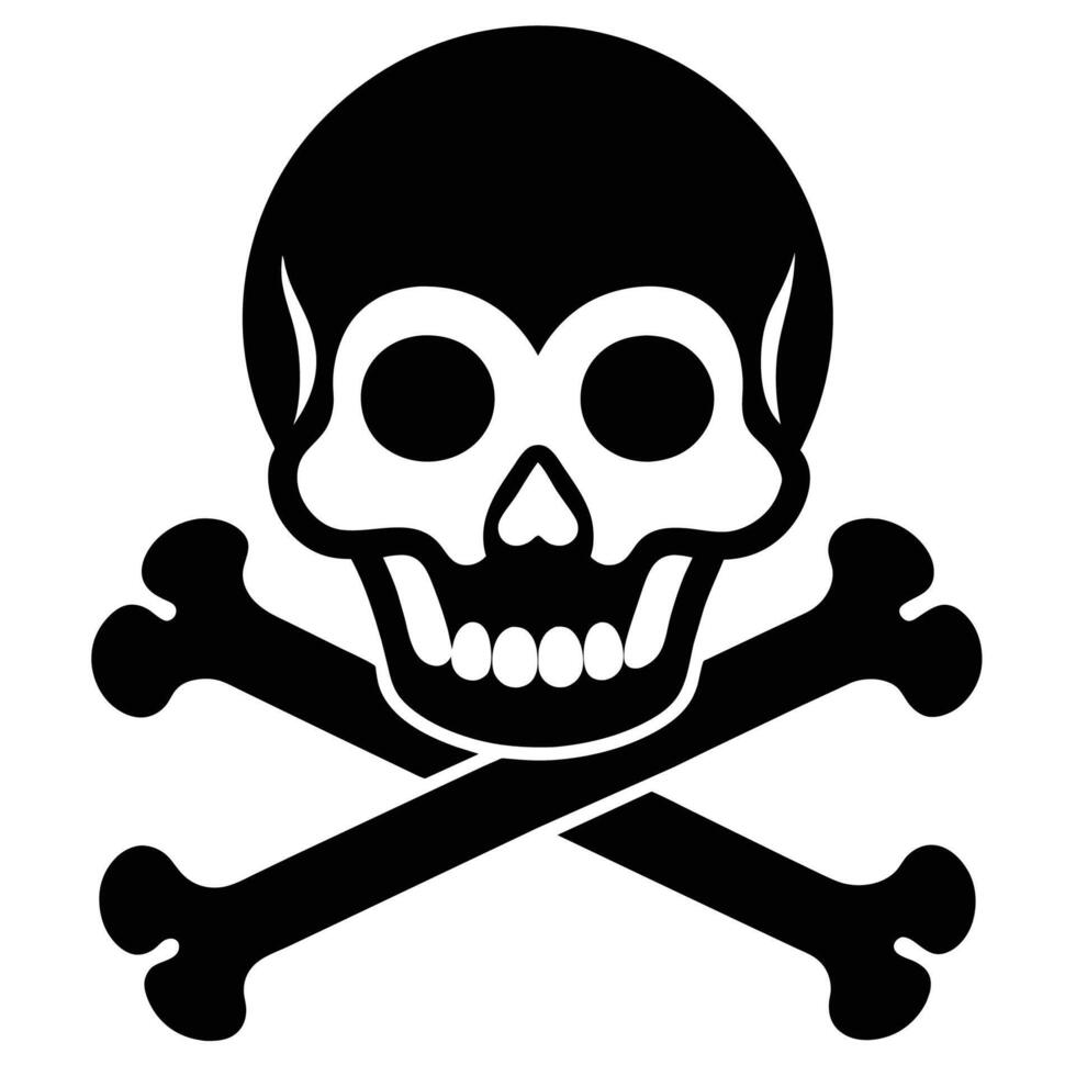 Silhouette of Skull and Bones, perfect for Halloween Decor, Party Invitations, Spooky Themed Events, Tattoo Designs, Gothic Art Prints, and Edgy Apparel vector