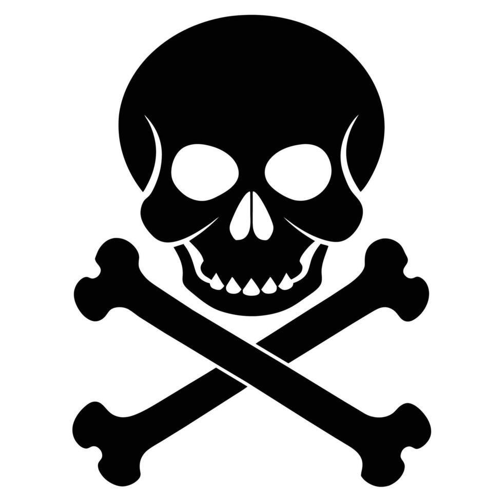 Silhouette of Skull and Bones, perfect for Halloween Decor, Party Invitations, Spooky Themed Events, Tattoo Designs, Gothic Art Prints, and Edgy Apparel vector