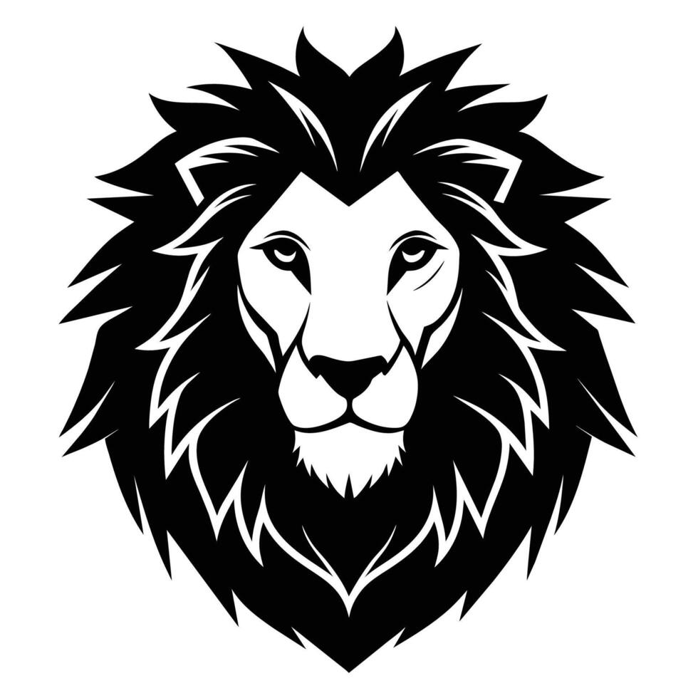 Lion Head Silhouette on White Background vector