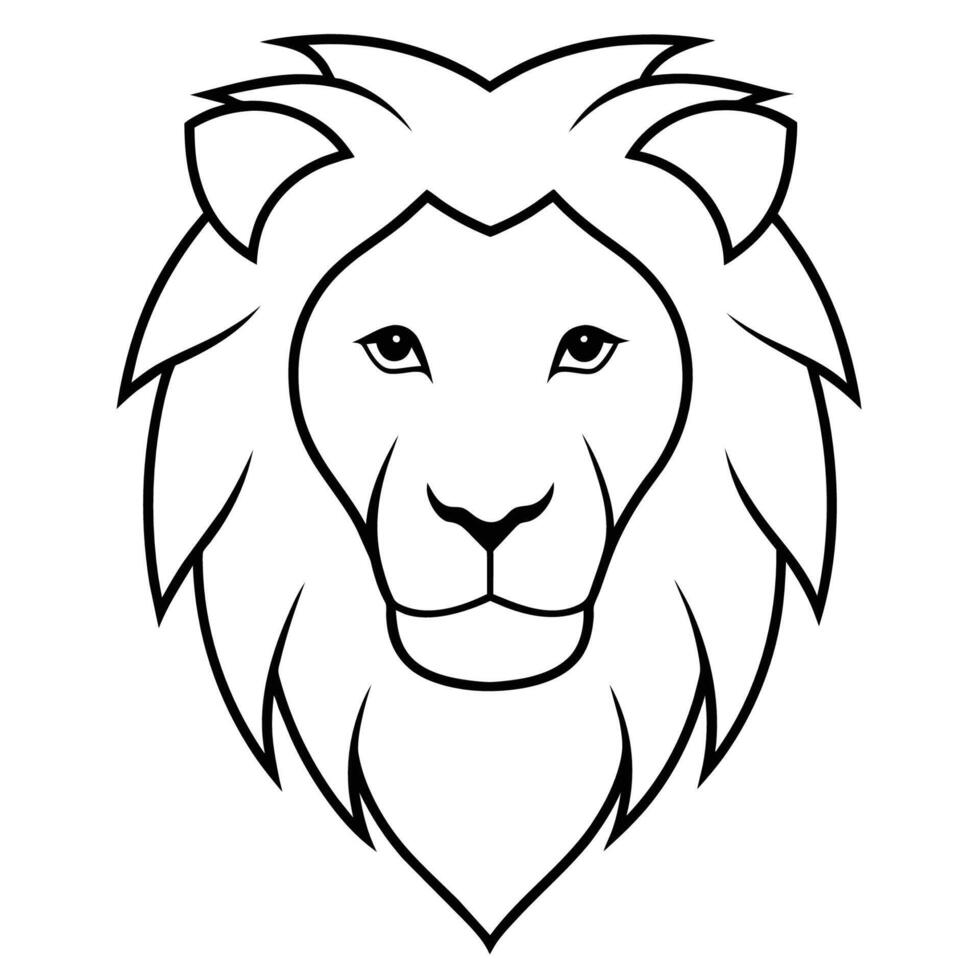 Lion Head Silhouette on White Background vector