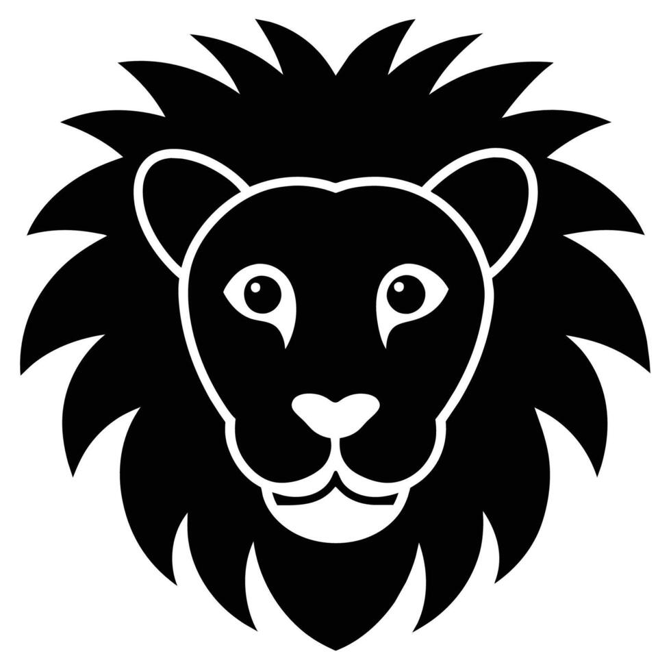 Lion Head Silhouette on White Background vector