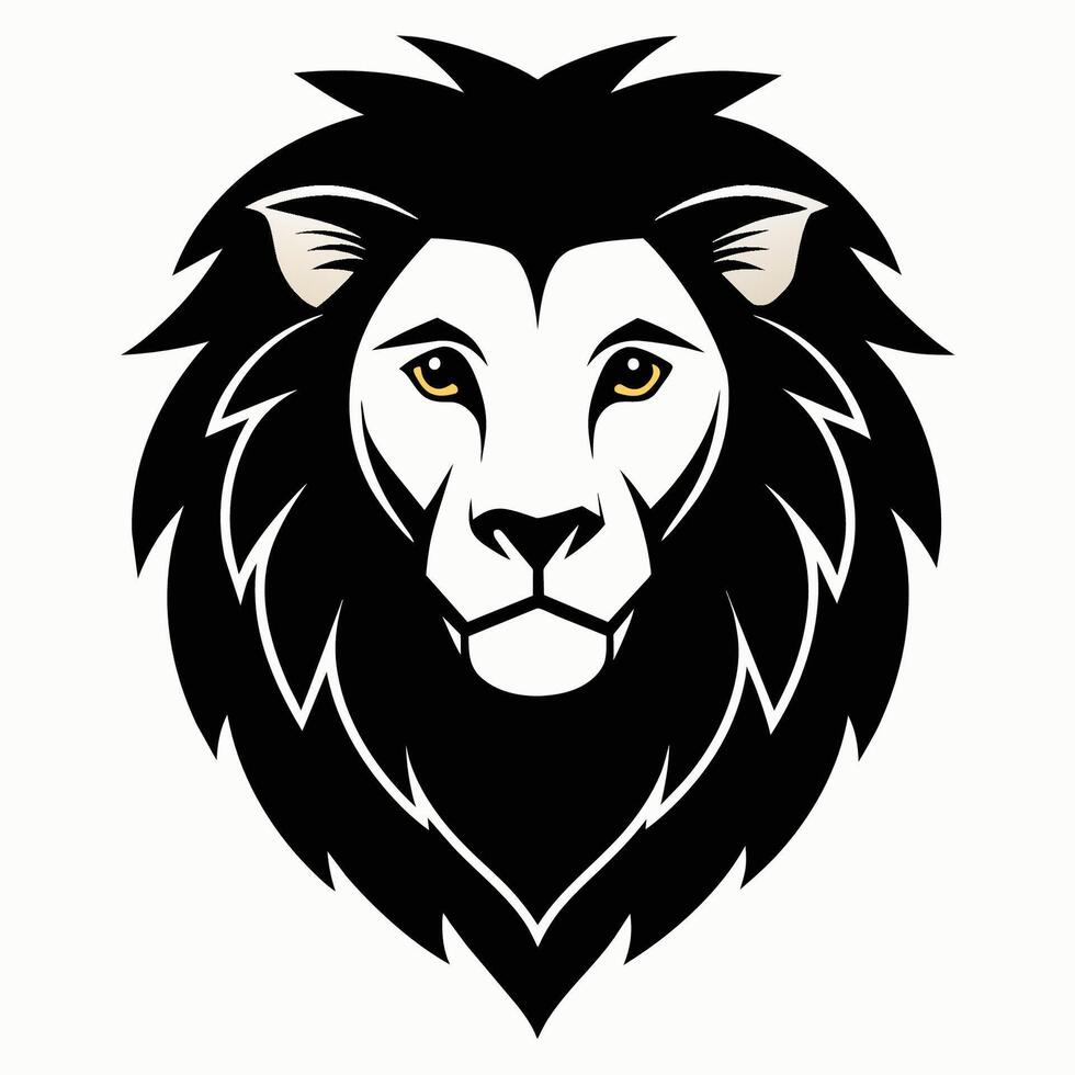 Lion Head Silhouette on White Background vector
