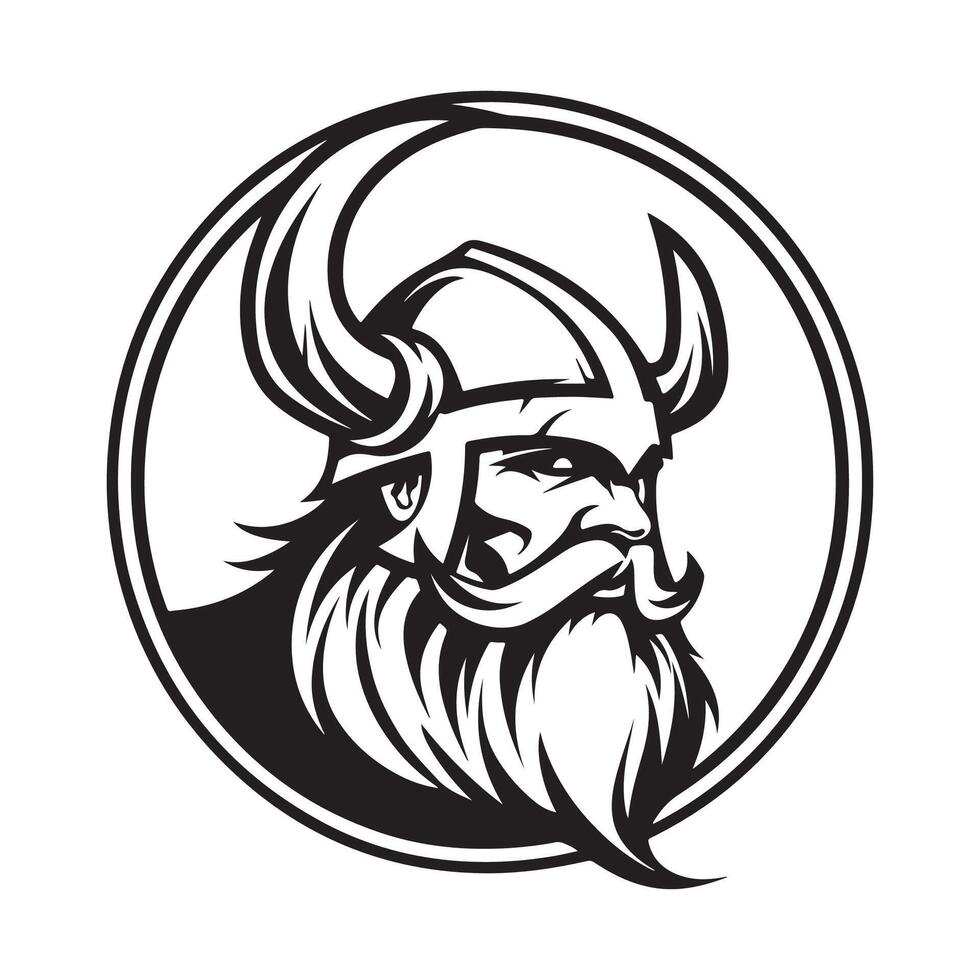 Viking Warrior in Circle Logo , design, art, Template vector