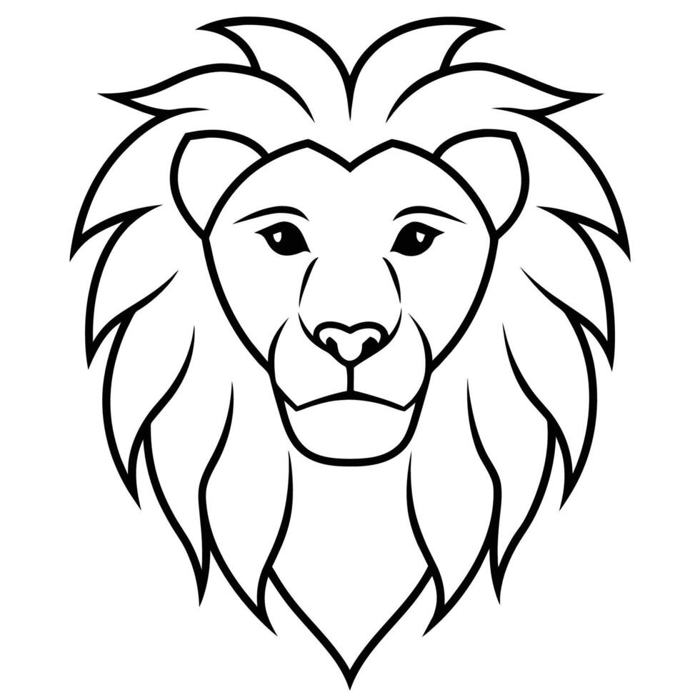 Lion Head Silhouette on White Background vector