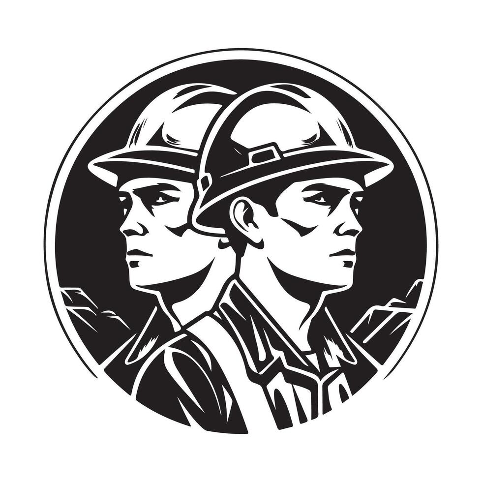 Construction Worker Logo, design, Art, on white Background vector