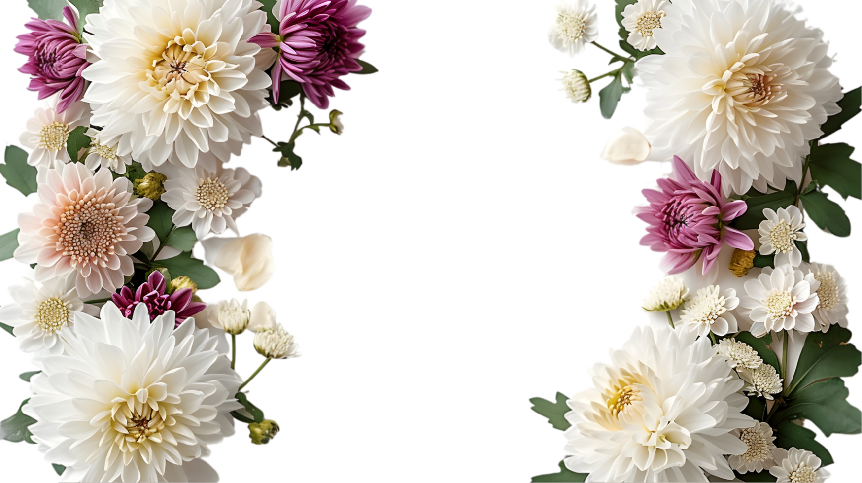 a flower border with white and pink flowers png