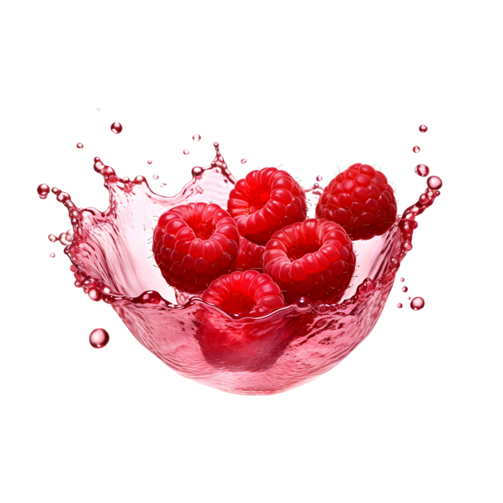 raspberries falling into a splash of water png