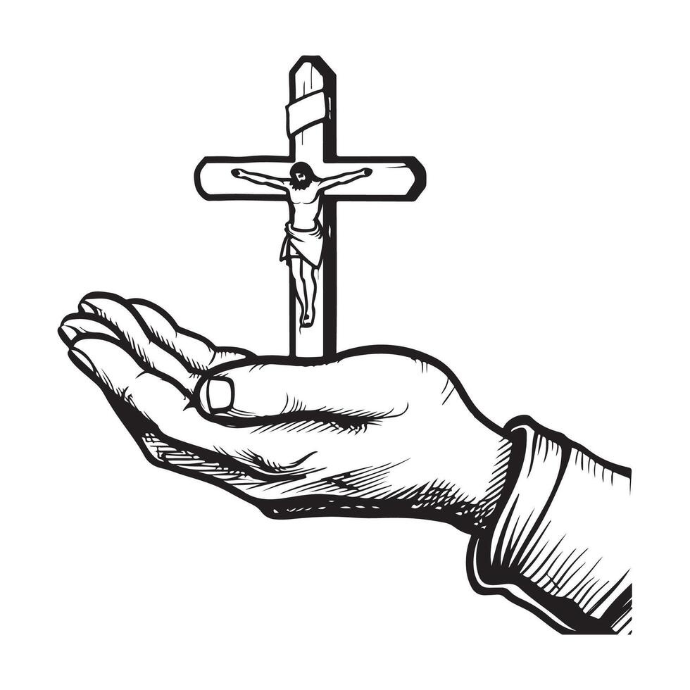 Praying hands cross s and Illustrations vector