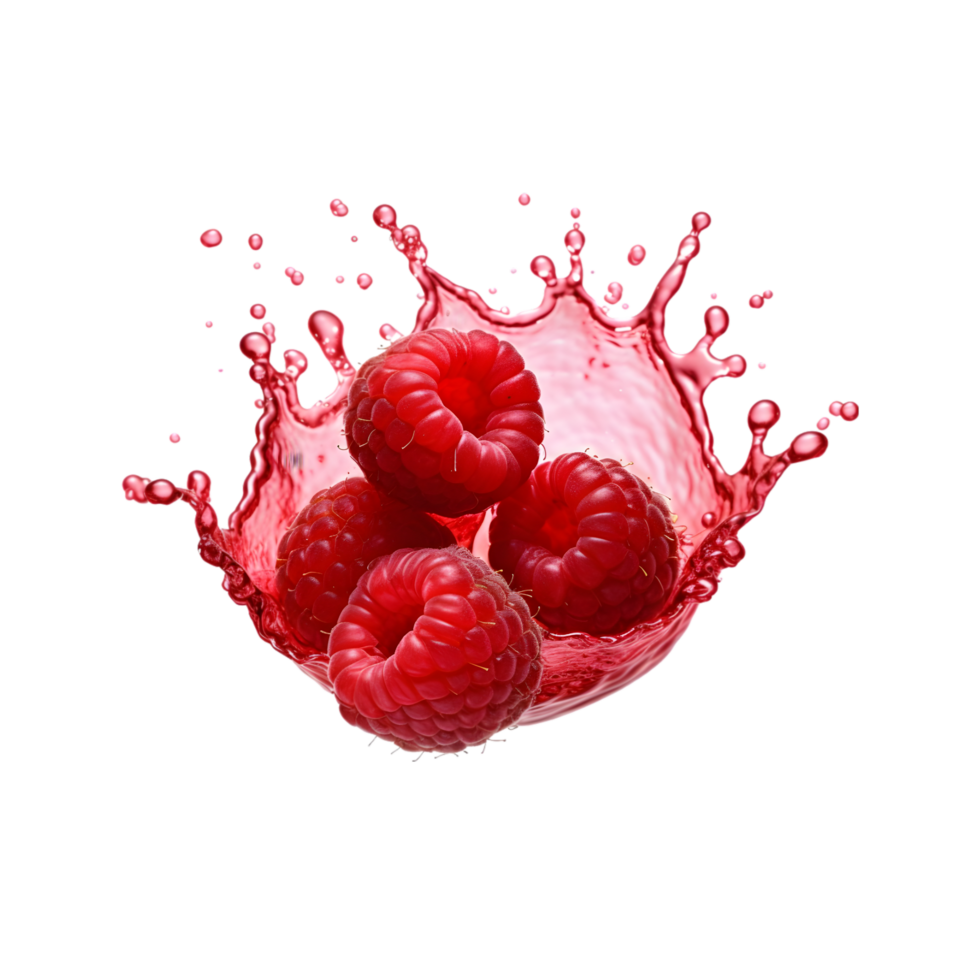 raspberries falling into a splash of water png