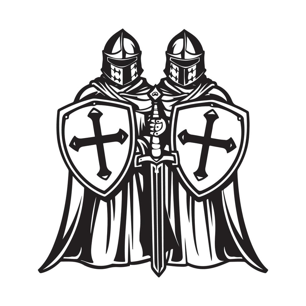 Two Knights Hospitaller Stock Illustration, Design, art vector