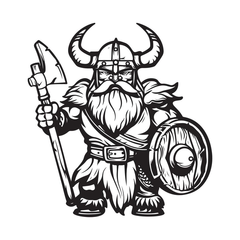 vikingo con proteger en blanco antecedentes vector