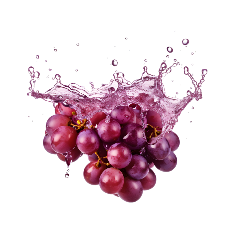grapes with water splash on transparent background png