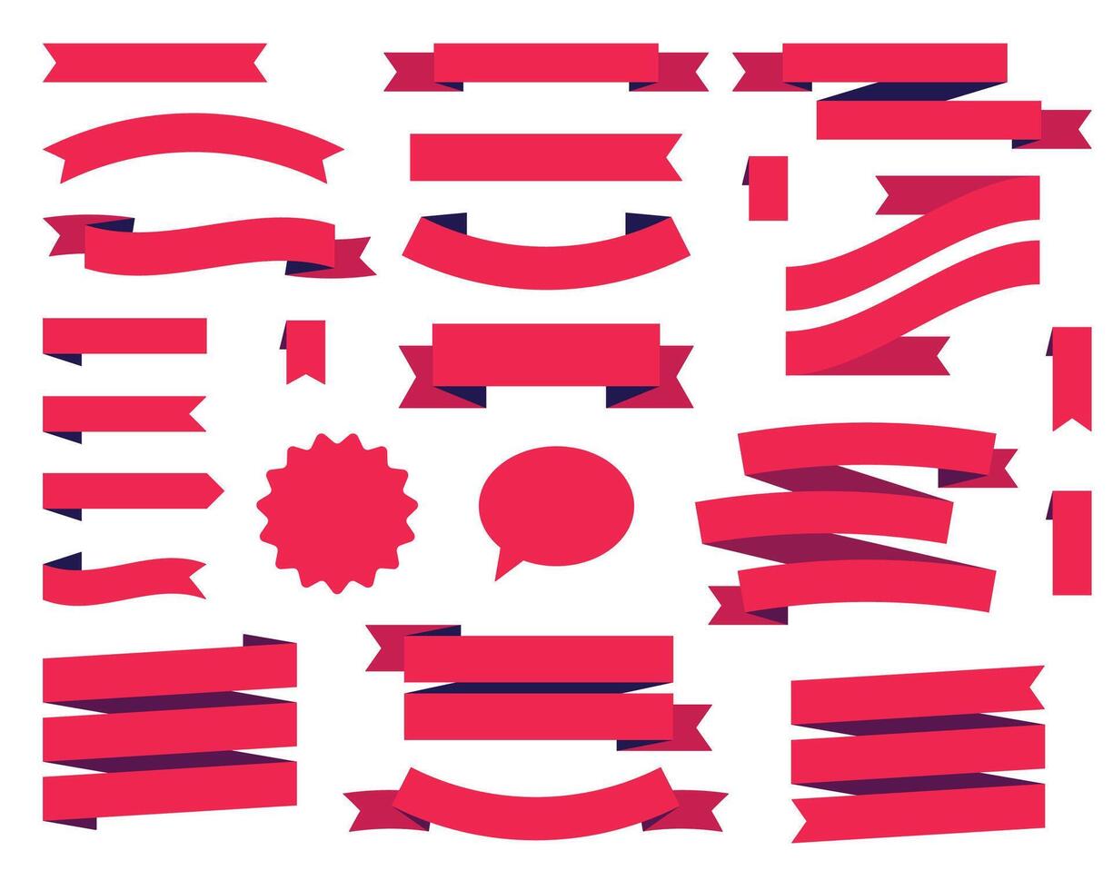 Set of modern colored ribbons. ribbon flat set. vector
