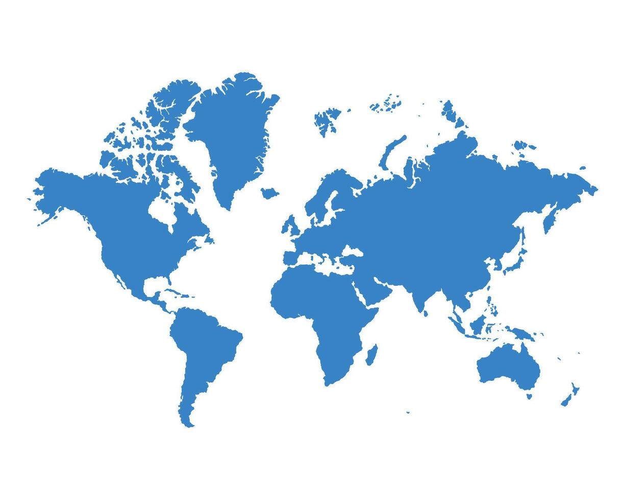 Silhouette map. Color modern map. Blue World Map vector