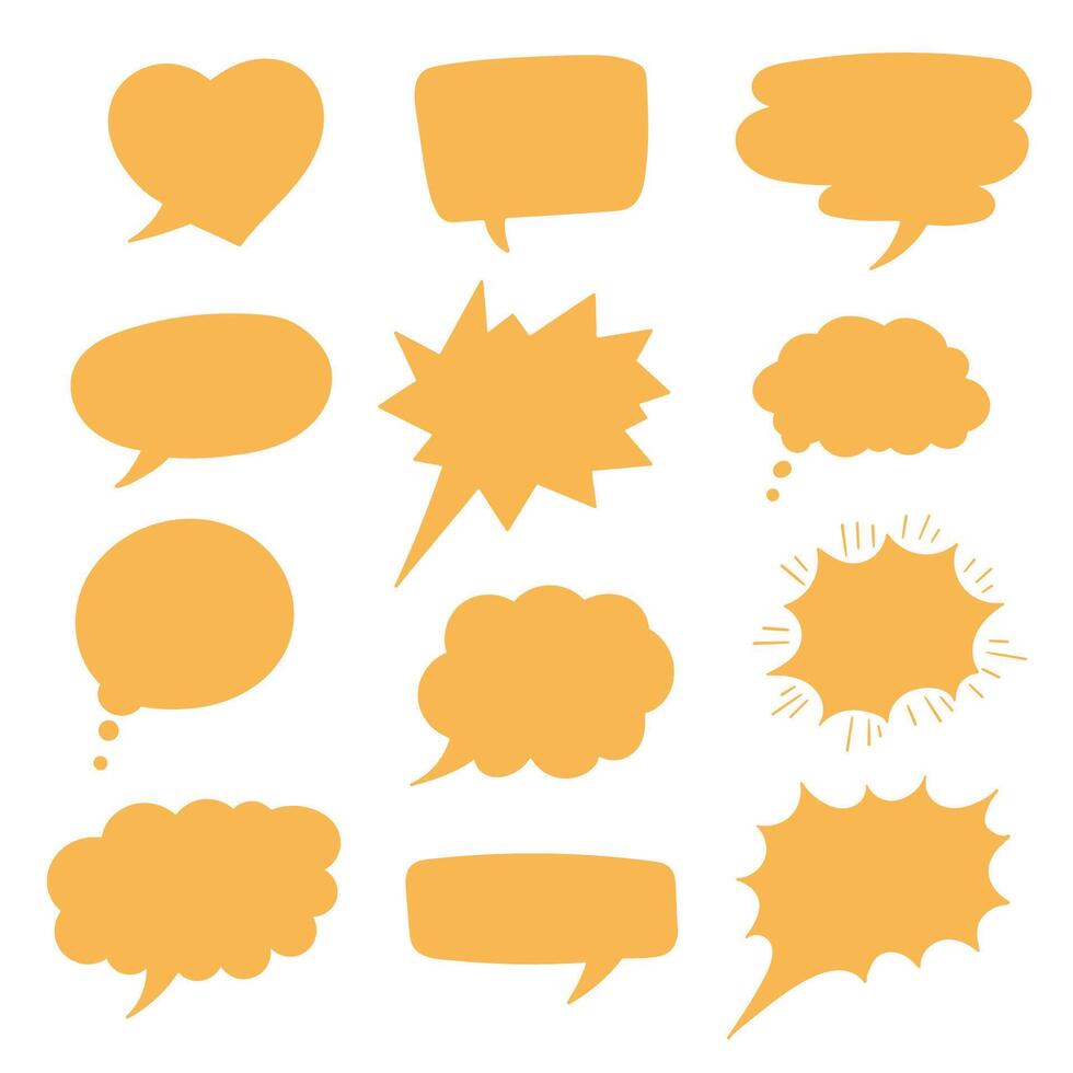 Hand-drawn speech bubble set. Blank empty speech bubbles. vector