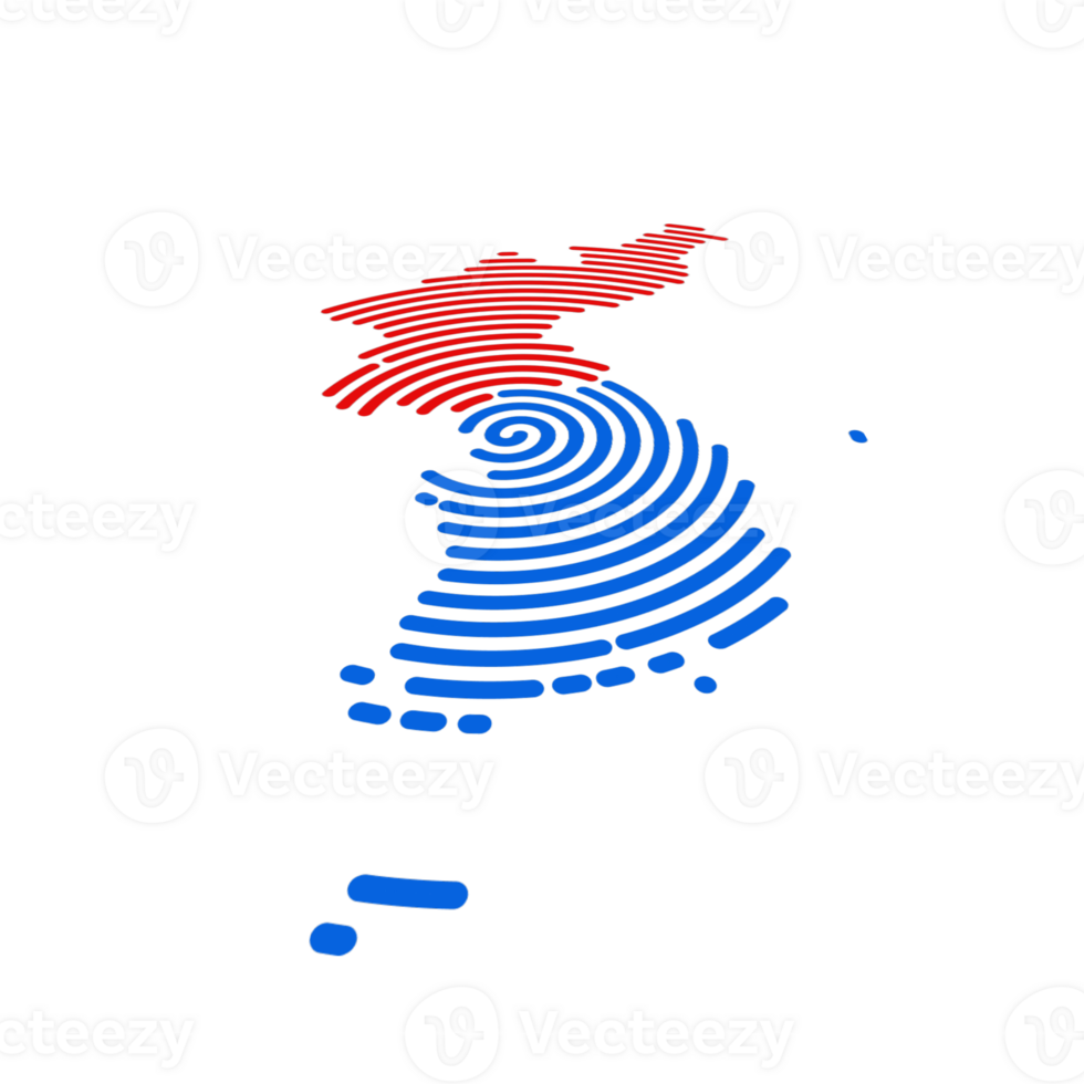 Creative map of United Korea. Political map. Seoul, Pyongyang. United Korea. Capital. World Countries maps. Spiral fingerprint series 3D, Perspective, , transparent background png