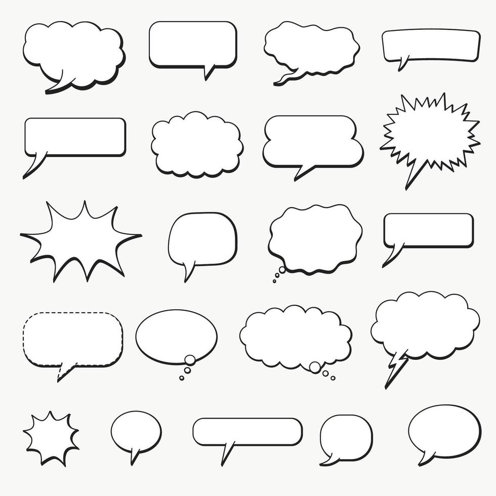 Set of empty hand drawn speech bubbles. elements for design vector