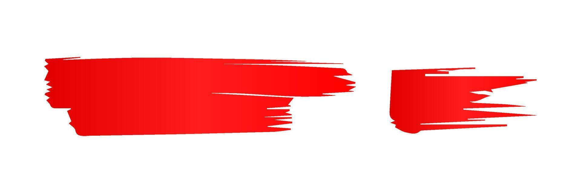 Red brush strokes. paintbrush set, brush strokes templates. Grunge design elements. Long text boxes. Dirty distress texture banners. Grungy painted objects. vector