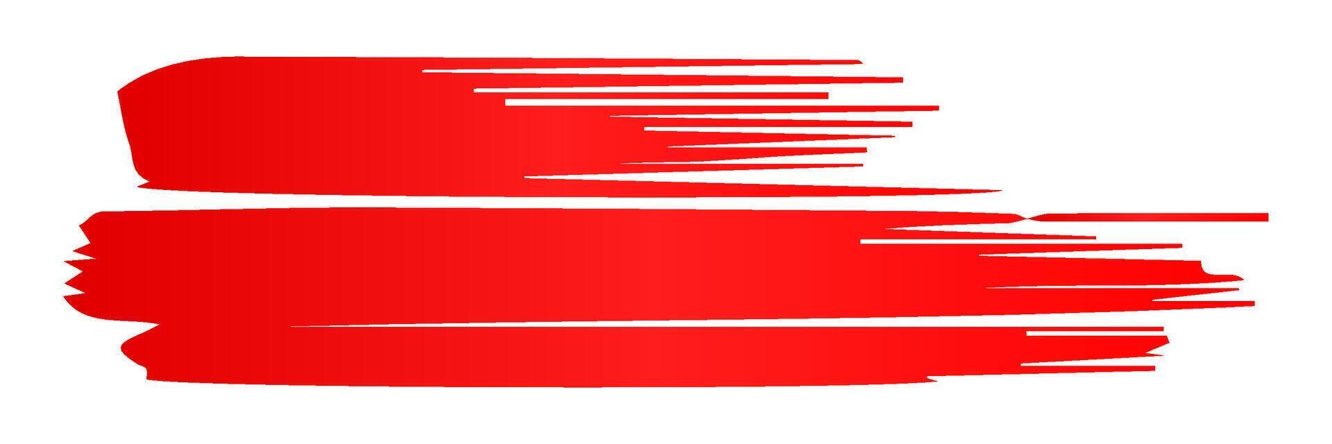 Red brush strokes. paintbrush set, brush strokes templates. Grunge design elements. Long text boxes. Dirty distress texture banners. Grungy painted objects. vector