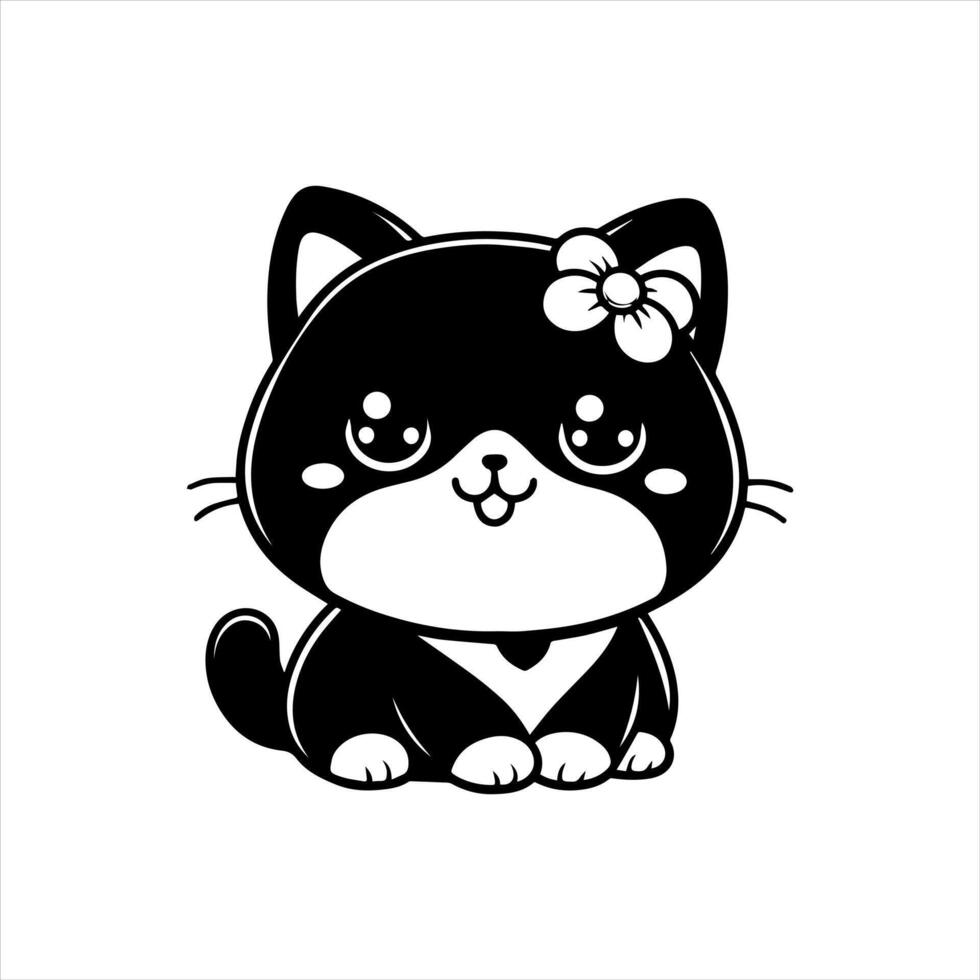 Cute cat silhouette illustrations in white background. Ideal for pet themed design vector