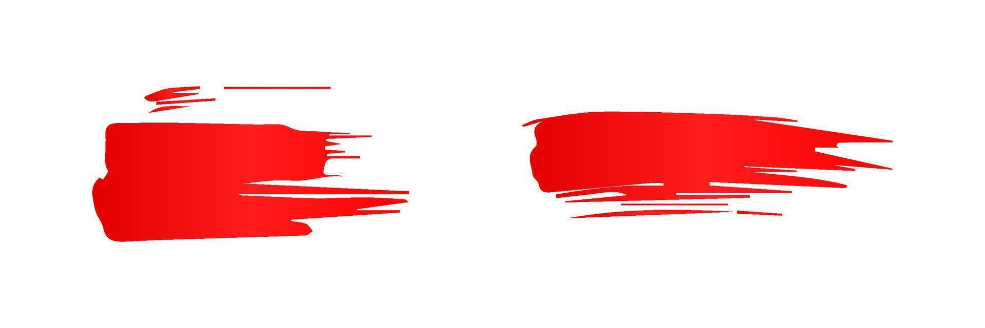 Red Brush strokes. paintbrush set, brush strokes templates. Grunge design elements. Long text boxes. Dirty distress texture banners. Grungy painted objects. vector