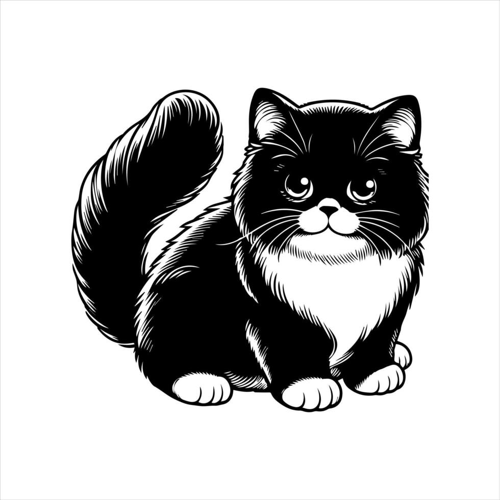 Cute cat silhouette illustrations in white background. Ideal for pet themed design vector