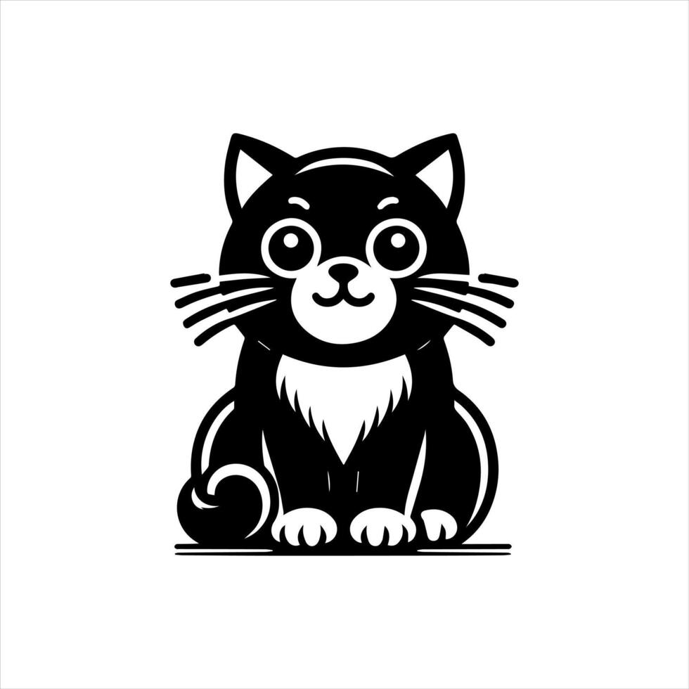 Cute cat silhouette illustrations in white background. Ideal for pet themed design vector