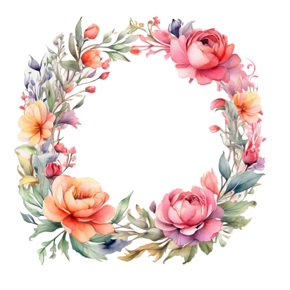 Watercolor Flower Round png