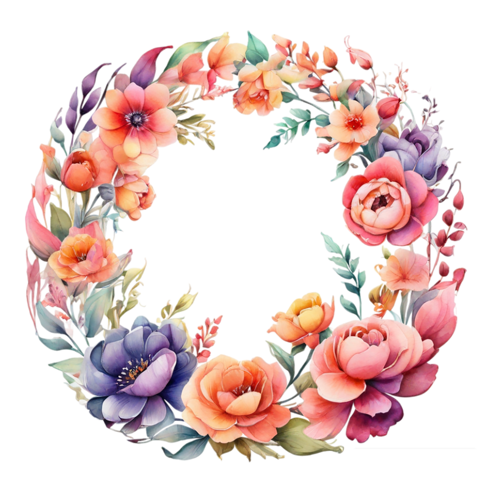 Watercolor Flower Round png