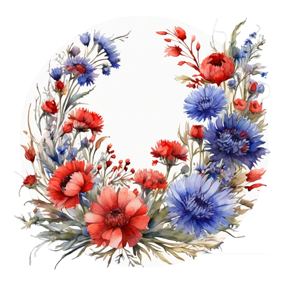 Watercolor Flower Round png