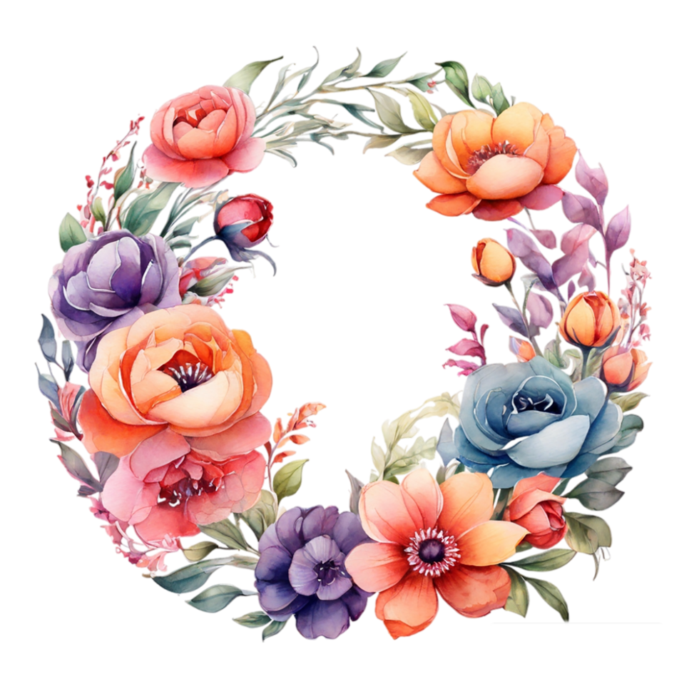Watercolor Flower Round png