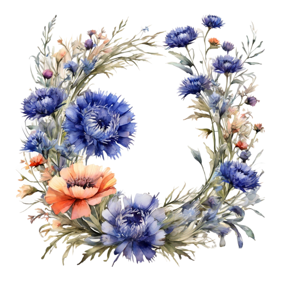 Watercolor Flower Round png