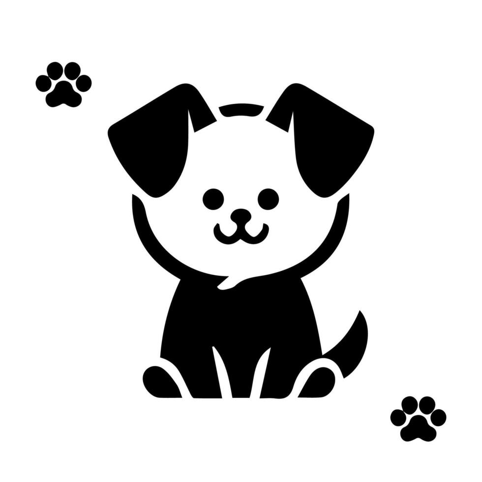 silhouette of dog on white background. vector