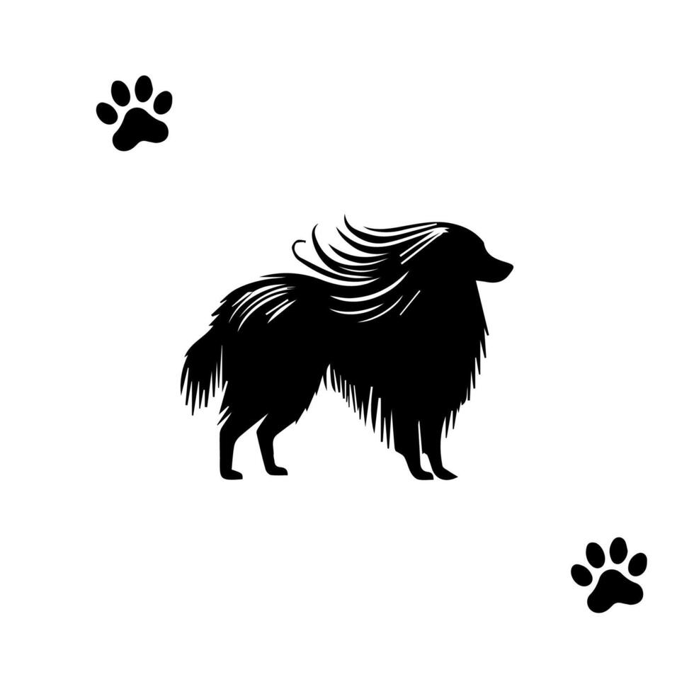 silhouette of dog on white background. vector