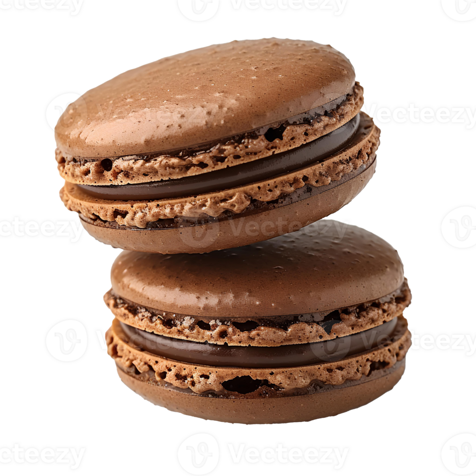 Brown macaron . Tasty macaron dessert isolated. Brown macaron top view . Macaron flat lay png