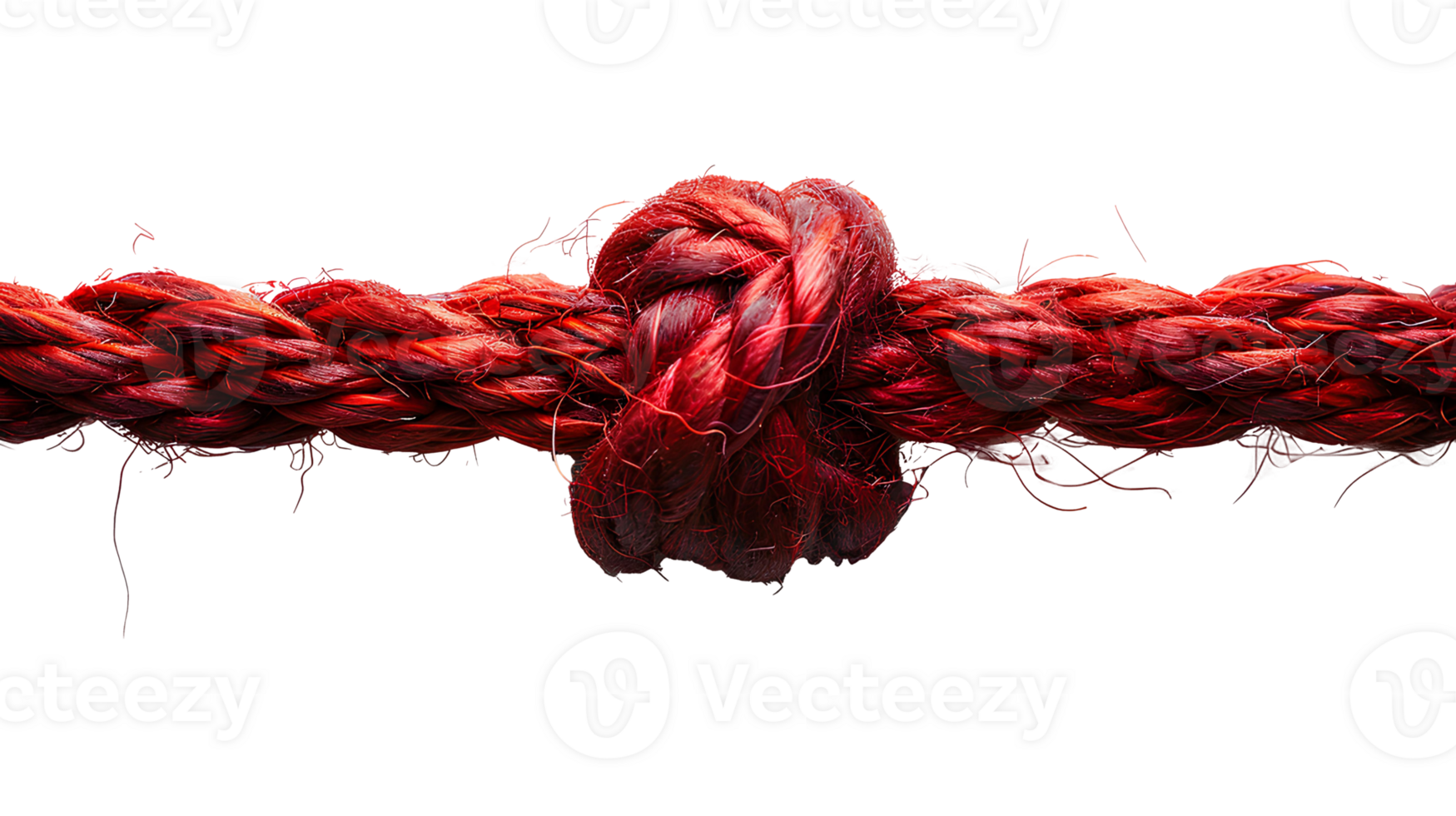 Red rope with knot . Red thick string with rope in the middle isolated. Shoe lace string . String top view . Red rope flat lay png