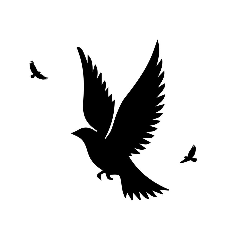 flying birds silhouette in white background vector