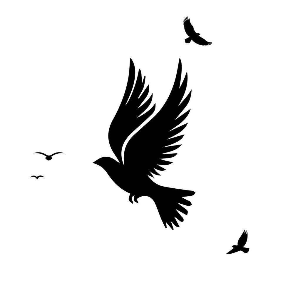 flying birds silhouette in white background vector